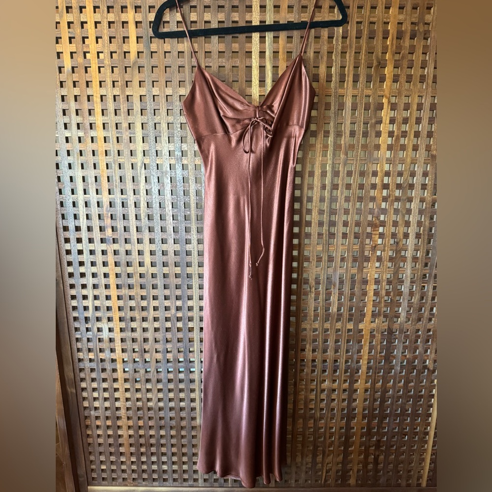 Bec & Bridge silk dress in chocolate color